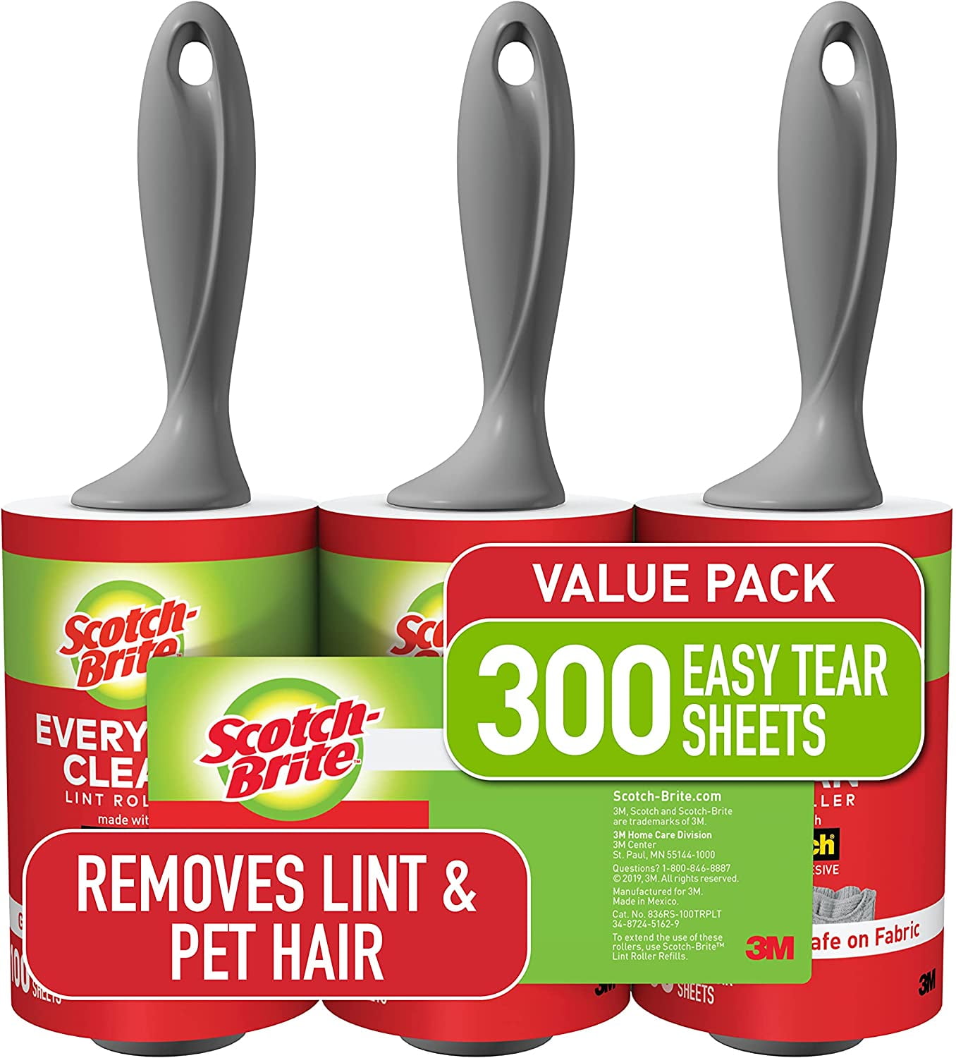 ScotchBrite Lint Roller, Works Great on Pet Hair, Clothing, Furniture