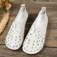 thumbnail image 4 of 2025 Sandals for Women Clearance, Xunlbb Women's Fashion Casual Summer New Large Size Hollow Carved Flat Round Toe Low-Top Shallow Sandals(White,Size:40), 4 of 9
