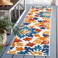 thumbnail image 2 of SAFAVIEH Cabana Georgiana Floral Indoor/Outdoor Runner Rug, Creme/Red, 2' x 12', 2 of 6