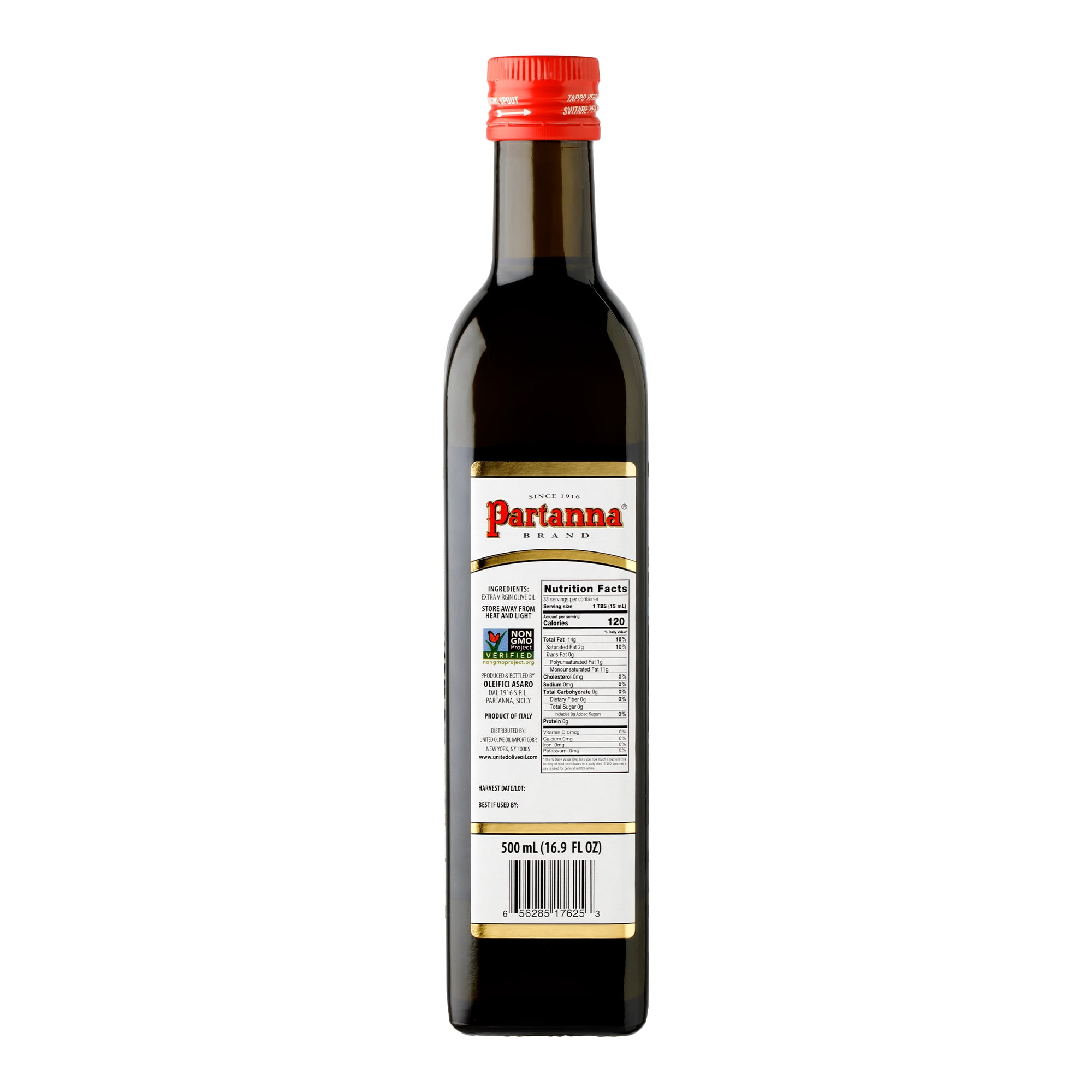 (3 pack) Partanna Everyday Mild Extra Virgin Olive Oil - Castelvetrano & Bianolilla Oil - High Polyphenol - First Cold Pressed - Early Harvest in Sicily - Award Winning Italian EVOO - 16.9oz (500 ML) Glass
