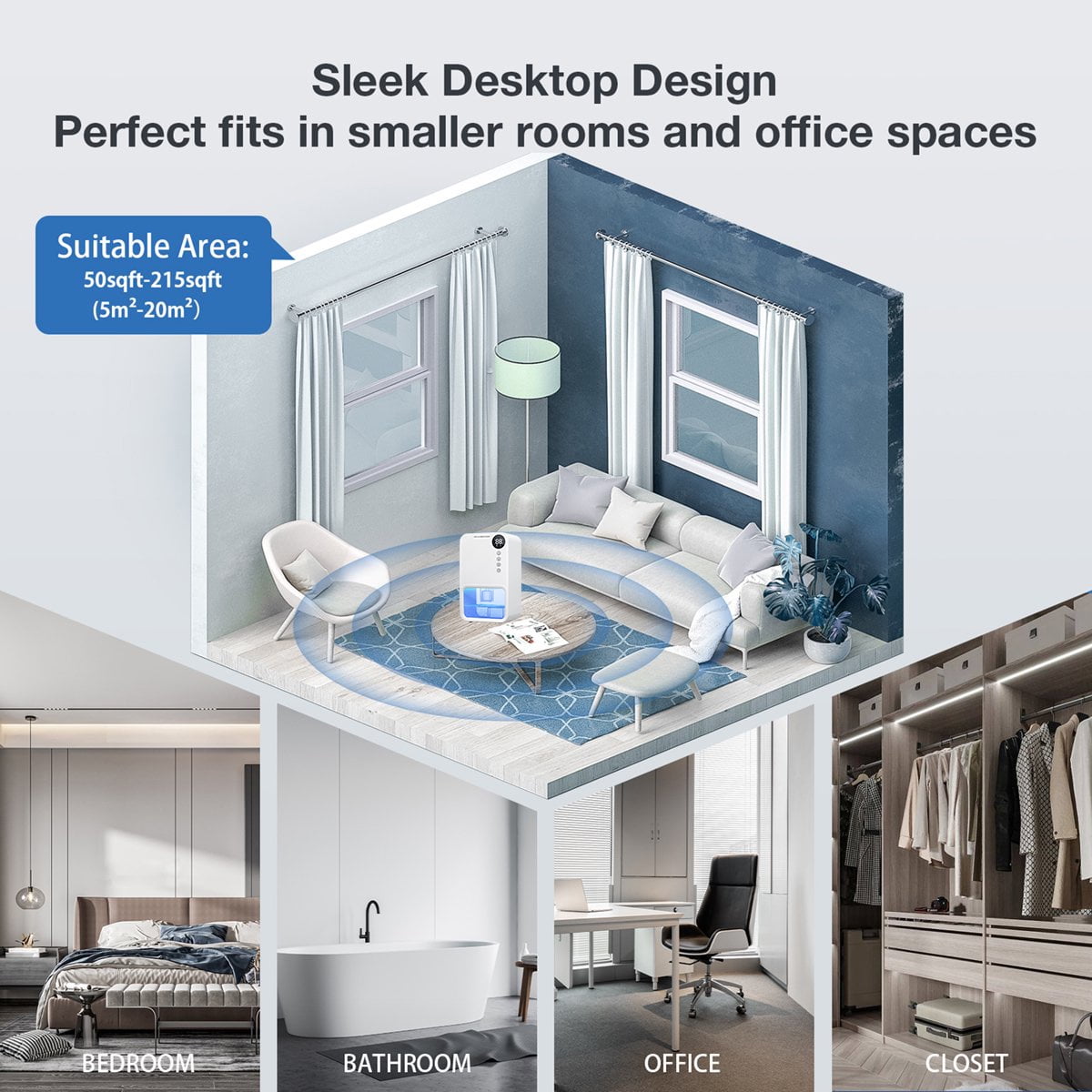 Dehumidifiers for Home Room,AILKIN 39oz&1100ML Water Tank Auto-Off Energy Efficiency Humidity Display 24H Timer 7 Colors Light Portable Mini Dehumidifier for Small Room,Bathroom,Bedroom