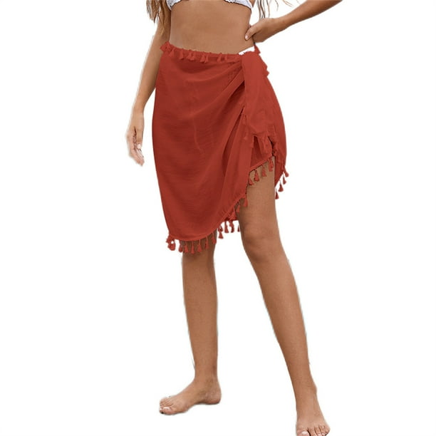 Sonducket de mujer, portátil, elegante, elástica, bohemia, transpirable, vacaciones de verano, compras, playa, faldas para jugar, ropa de Prendas para la parte inferior del cuerpo Rojo