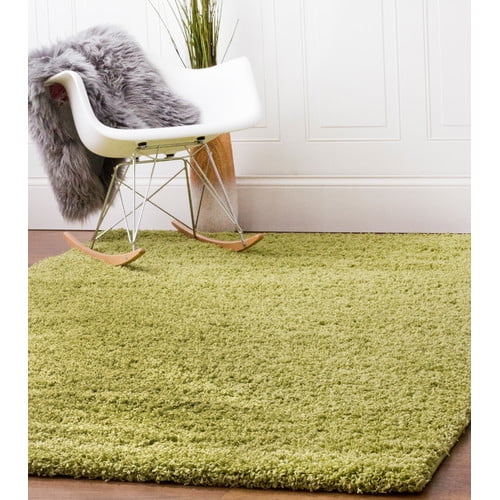 Super Area Rugs, Cozy Plush Solid Green Shag Rug , 2' x 3'