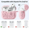 thumbnail image 2 of Comvin Comvin Flower Engraved Case for AirPods Pro 2nd Generation Case, Cute Soft Silicone Case Cover with Cleaner Kit & Keychain for Apple AirPods Pro, Pink, 2 of 9