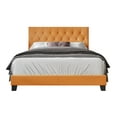 thumbnail image 3 of Home Design Omaha Queen Tufted Upholstered Panel Bed Frame, Orange, Easy Assembly, 3 of 5