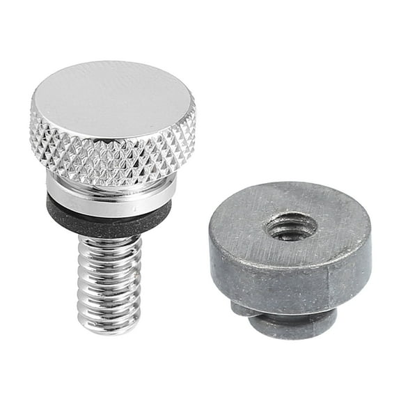 Unique Bargains 1 Set Motorcycle Rear Seat Bolt Screw with Nut for Harley Davidson Touring Sportster 1/4"-20 Silver Tone