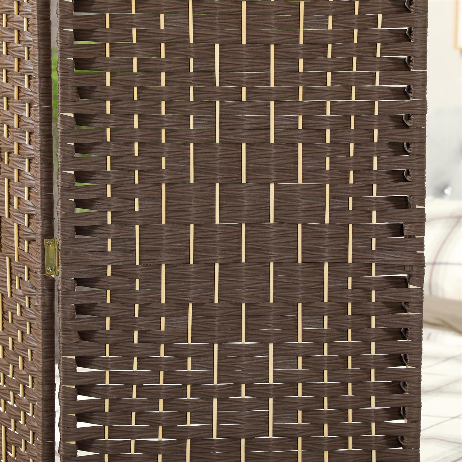 Demi Bonn 4 Panel Folding Room Divider Screen, 6' Tall Freestanding Privacy Screen, Wood Partition for Home Office Spaces, Brown