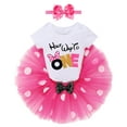 thumbnail image 5 of IBTOM CASTLE Baby Girls Half Birthday Outfit Polka Dots Half Way to One Romper Tutu Skirt Headband Cake Smash Clothes for Photo Shoot 6 Months Hot Pink + Black, 5 of 8