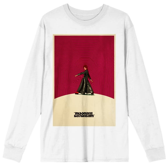 David Bowie Moonage Daydream Crew Neck Long Sleeve White Adult Tee-Medium