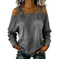 thumbnail image 7 of Umfun Women's Cold The Shoulder Top Long Sleeve Buckle Strap Blouse - Casual Loose Fit Tunic Shirt for Daily Wear, 7 of 7