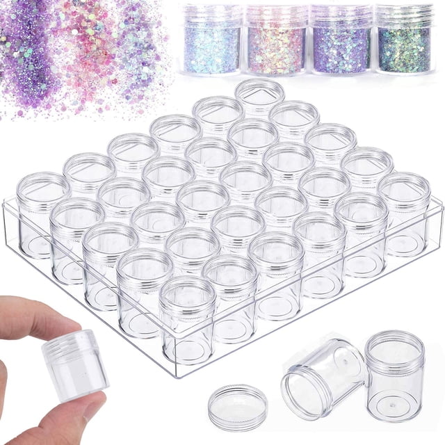 Clear Plastic Bead Jars, 30 Containers with Lids for Jewelry, DIY Arts & Crafts, Nail Diamond, Sequin Accessories 5D Diamond Painting Storage Solution