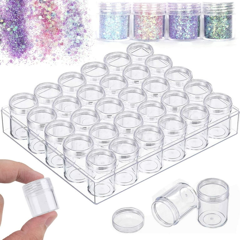 5D Embroidered Diamond Storage Box, Clear Plastic Bead Container 