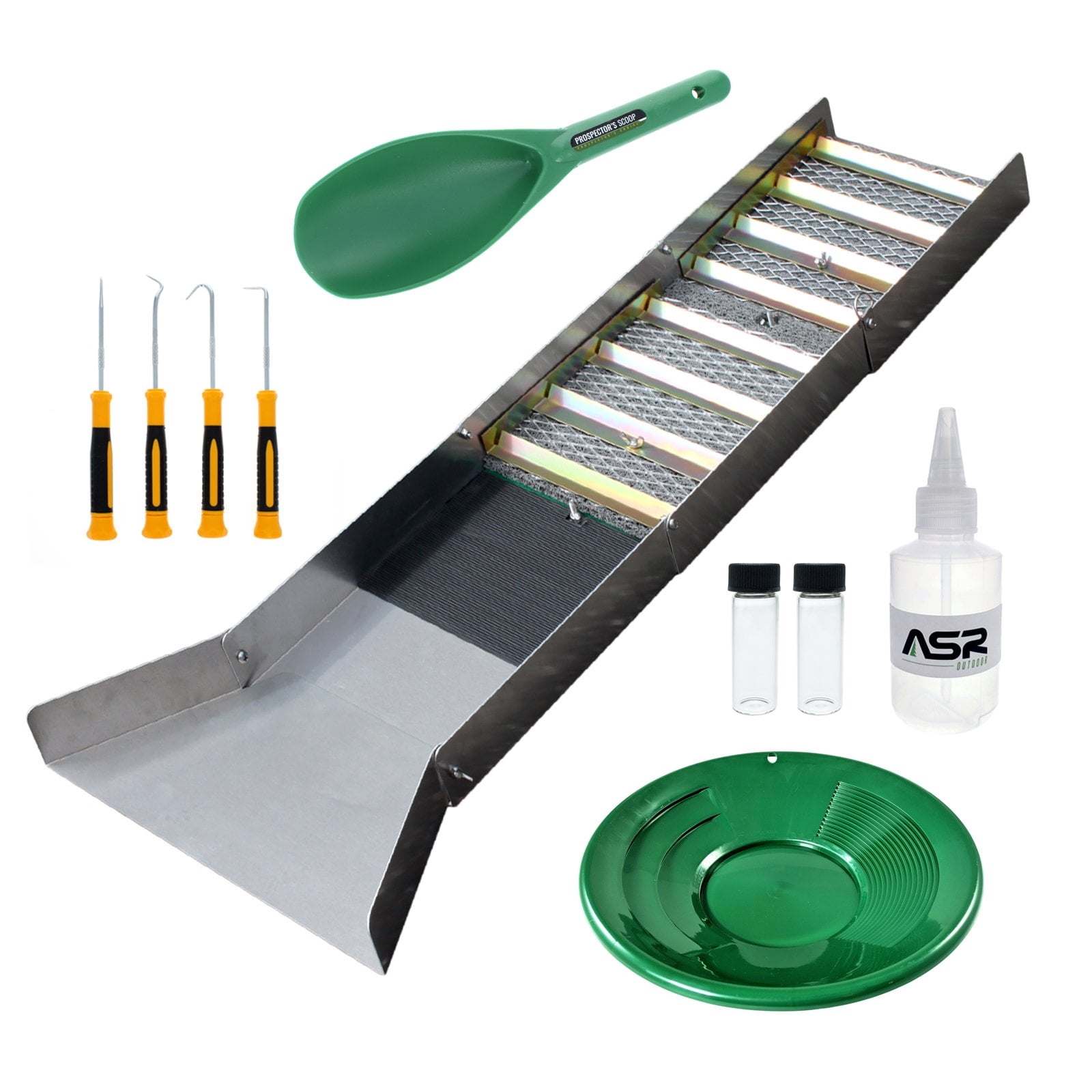 ASR Outdoor 6-Piece Green Gold Panning Kit Kids Metal Detector Kit