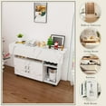 thumbnail image 5 of CQSXDA Versatile Folding Table with Built-In Storage Shelves and Wheels, 47 Inch White Design for Kitchen and Dorm Use, 5 of 14