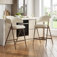 thumbnail image 7 of AFO Upholstered Bar Stools Set of 2, 26.5" Counter Height Chairs with Curved Backrest and Metal Legs for Kitchen Island Dining Room, Beige, 7 of 7