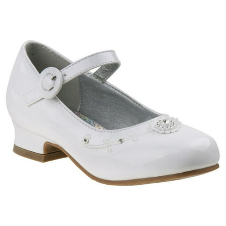 Josmo Little Girls Low Heel Mary Jane Dress Shoes White Patent 3