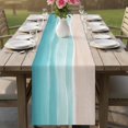 thumbnail image 4 of Teal Blue Coastal Table Runner 90 Inches, Waves Summer Beach Ocean Sea Bed Runner Dresser Scarves Tabletop for Indoor Outdoor Parties/Ceremony/Banquet, 13" x 90", 4 of 9