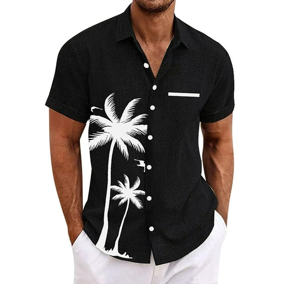 Yiaimeir Summer Hawaiian Print Shirt Camisas Luxury Breathable Short Sleeve Shirt,Size M-4XL