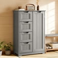 thumbnail image 6 of Pantry Cabinet, 33" Kitchen Pantry Storage Cabinet with 1 Door, 2 Shelves, 4 Drawers for Dining Room|Bedroom,Gray, 6 of 8