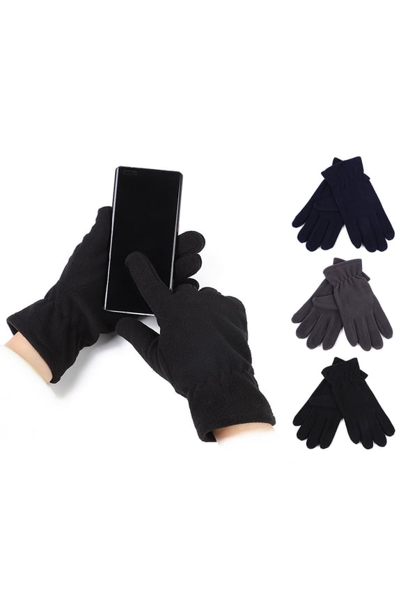 1 Pair Women Men Autumn Winter Gloves Warm Windproof Full Finger Mittens Polar Fleece Anti slip Gloves
