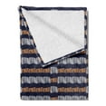 thumbnail image 2 of Ethnic Soft Flannel Fleece Throw Blanket, Abstract Motif with Horizontal Folk Bands Vintage Culture Design, Cozy Plush for Indoor and Outdoor Use, 70" x 90", Indigo Ginger White, by Ambesonne, 2 of 5