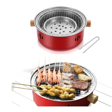 Portable Mini Charcoal Barbecue Grill,Compact Charcoal BBQ Grill,Multifunctional Charcoal Grill Smokeless Round Tabletop Charcoal Grill for Indoor Outdoor Cooking Home Party Picnic Camping