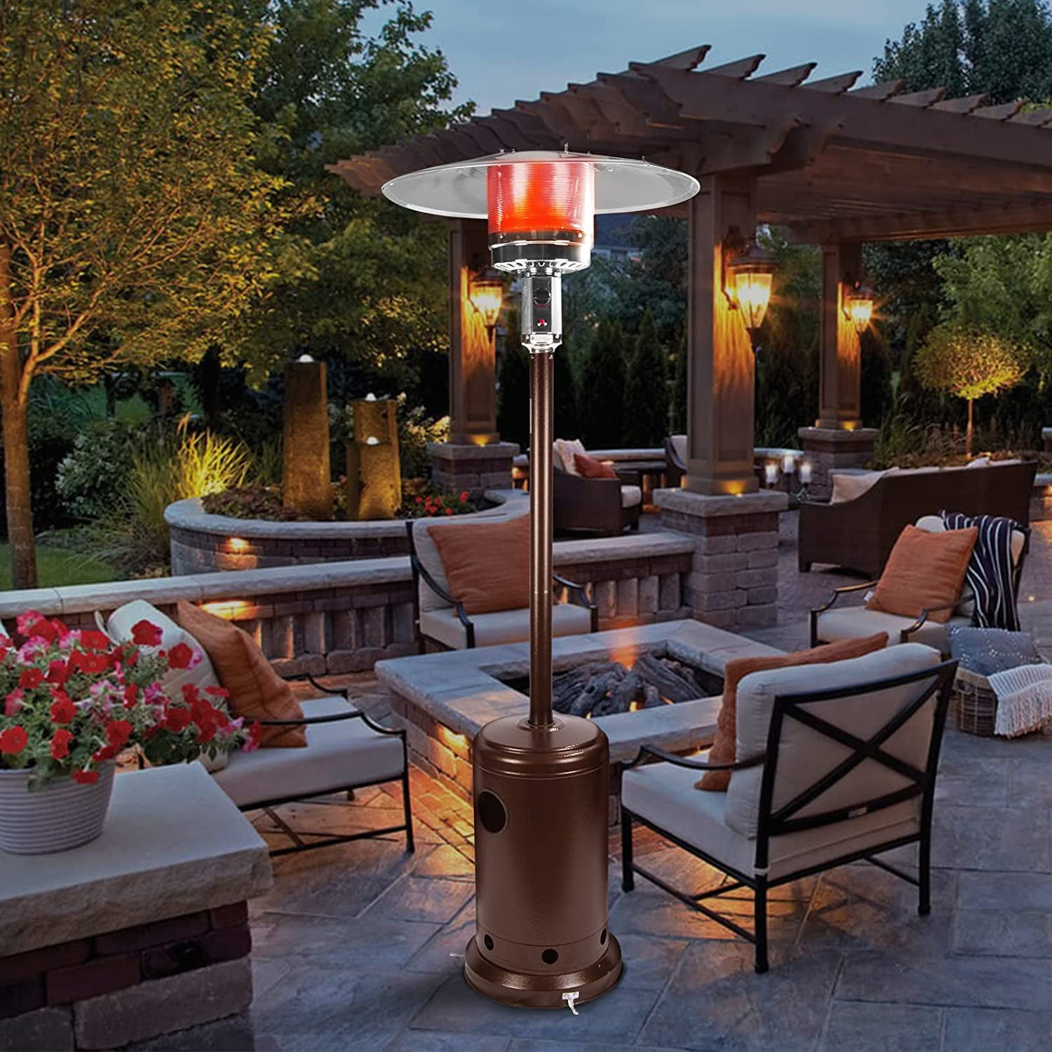 Polar Aurora Patio Heater Propane Gas 48000 BTU Auto Shut Off Portable  Freestanding Heater W/ wheels for garden, party, commercial-Brown -  Walmart.com