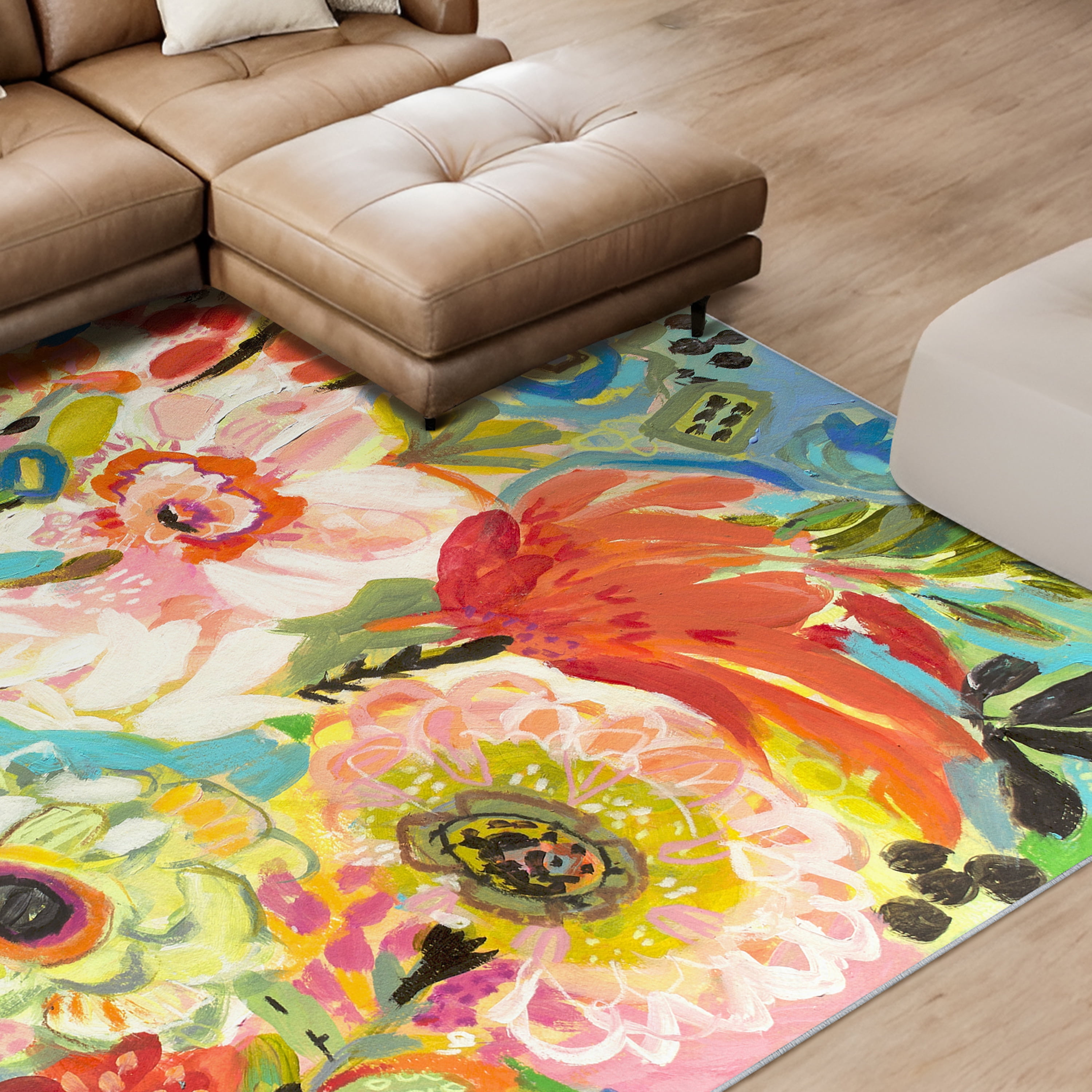 Secret Garden Floral III Washable Art Area Rug size 8'x10', Power-loomed, Heavenly Softness with Non-Slipping Backing