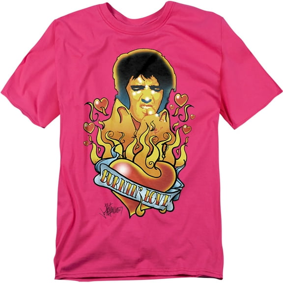 Elvis Presley T-Shirt Burning Love Unisex Graphic Tee For Men & Women Hot Pink 
