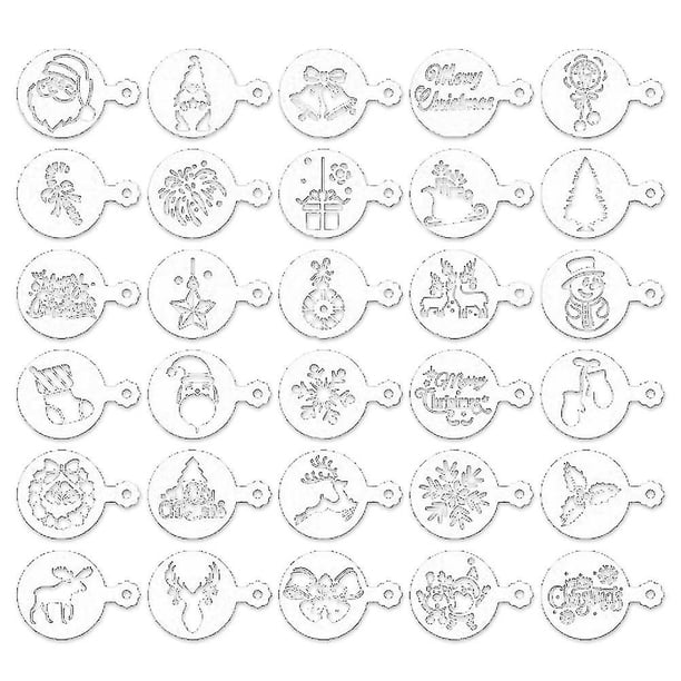 30 piezas Plantillas para galletas Plantillas para tartas Plantillas para café Plantillas reutilizables para tartas Plantillas para relieve YGWL