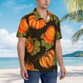 thumbnail image 3 of Kll Men'S Hawaiian Shirt Short Sleeve Button Down Beach Shirts-Orange Pumpkin Autumn Maple Falling Leaves, 3 of 7
