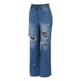 thumbnail image 5 of Endives Women's Jean Stylish Wide Leg Jeans With Holes, 5 of 8