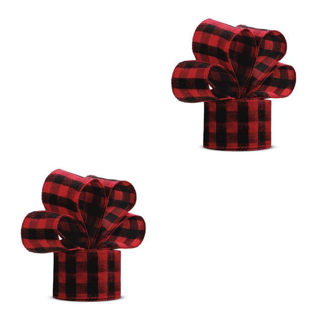 Naiovety Cinta con cable de Navidad, decoración a cuadros, tela de arpillera, ambiente de casa de campo, decoración a cuadros, vacaciones para negro rojo 15m 2Conjunto