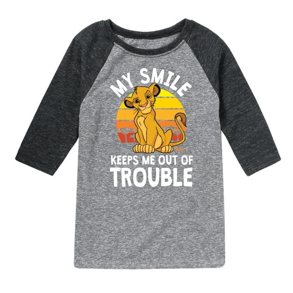 The Lion King - Simba - My Smile Keep Me Out of Trouble - Toddler & Youth Raglan Graphic T-Shirt