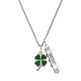 thumbnail image 1 of Delight Jewelry Silvertone Green Four Leaf Clover with Heart Leaves Silvertone Best Friends Forever Bar Charm Necklace, 23", 1 of 4