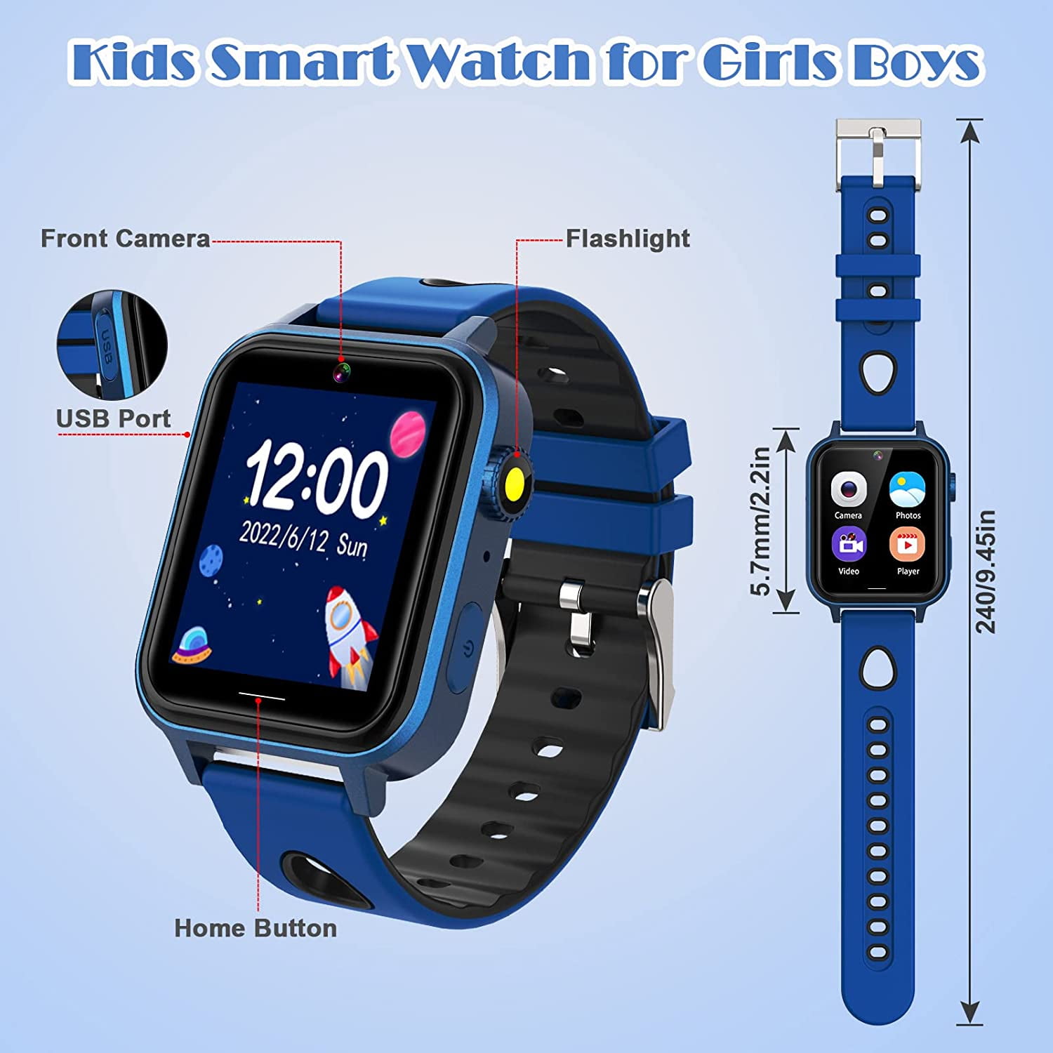 Y8 Smart Kids Watch, Smartwatch de jogos de música com 8 jogos de