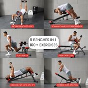 Finer Form Multi-Functional FID Weight Bench for Full All-in-One Body Workout – Hyper Back Extension, Roman Chair, Adjustable Ab Sit up Bench, Incline Decline Bench, Flat Bench