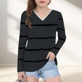 thumbnail image 3 of Avrntaa V Neck Tops for Girls Fall Cute Striped Print Shirts Sweet Trendy Long Sleeve Layer T-Shirt, 3 of 8