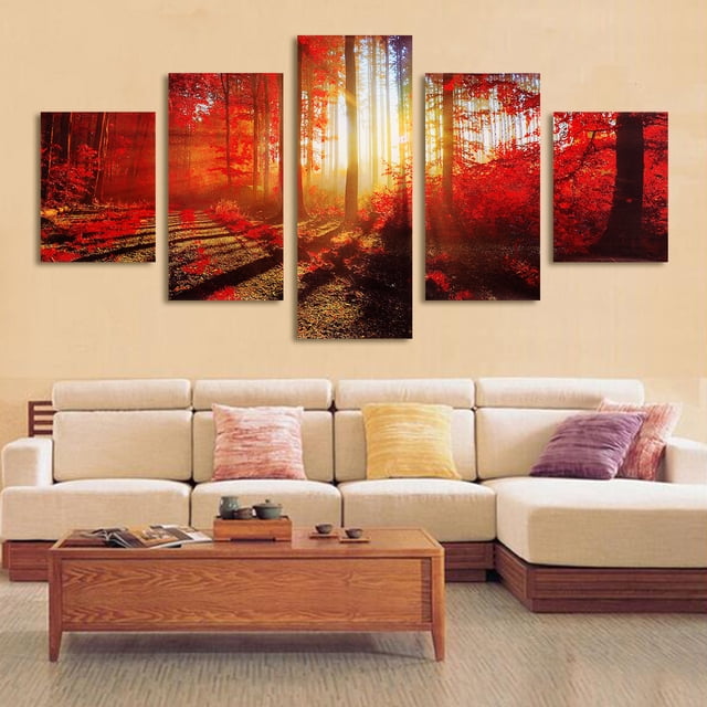 5PCS Modern Art Oil Paintings Canvas Print Pictures Home Wall Sticker Decor(Without frame)