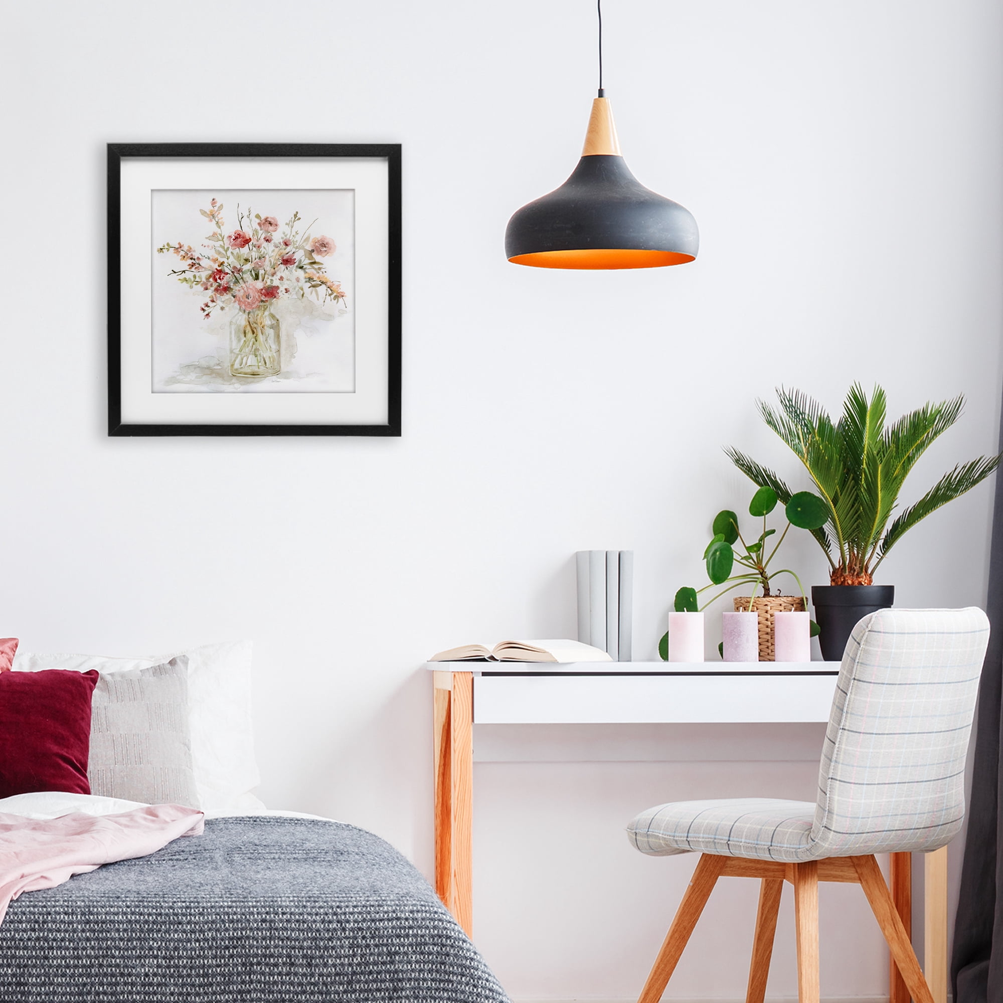 Stupell Industries Springtime Blooms in Glass Vase Black Framed Print Under Glass, design by Carol Robinson