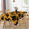 thumbnail image 3 of Duangreer Halloween Rectangle Tablecloth, Orange Black Ghost Print, Waterproof Wrinkle Resistant Table Cover for Party Picnic Indoor Outdoor Decor, 60 x 102 Inch, 3 of 6