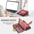 thumbnail image 4 of ShellTech For Samsung Galaxy Z Fold 7 PU Leather Wallet Case with Card Holder Kickstand Magnetic Zipper Pocket Lanyard Strap Wristlet,Leather Flip Case Shockproof Protective Cover,Red, 4 of 8