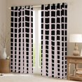 thumbnail image 2 of Feelyou Modern Buffalo Plaid Blackout Curtains Set of 2 (52x84 Each) for Adult, Chic Checkered Square Window Curtains, Abstract Stripes Curtains and Drapes, Black Out Curtains Decor, 2 of 6