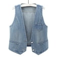 thumbnail image 2 of Kctiaxy Vest Tops for Women Sleeveless V-Neck Causal Jean Vest Solid Color Button Down Versatile Fashion Tank Top Vest with Pockets, 2 of 5