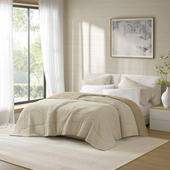1-Piece Full/Queen Reversible Tencel Comforter Blanket,Linen