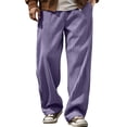 thumbnail image 2 of SAWOBUUN Men's Wide Leg Corduroy Pants Elastic Waist Loose Fit Trousers Soft Straight Leg Casual Slacks for Fall Winter, 2 of 7
