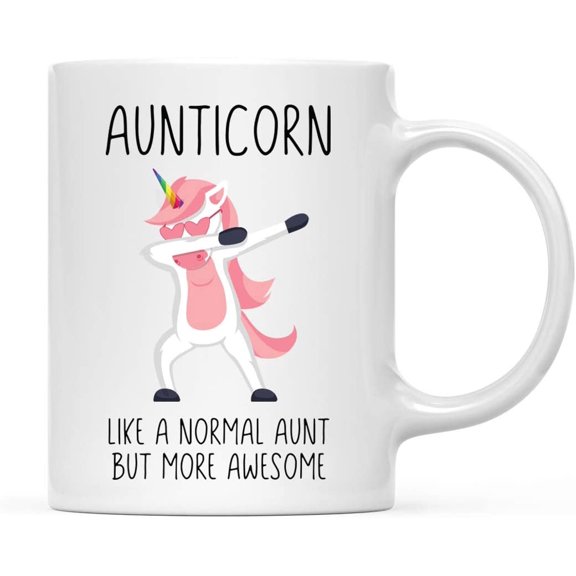 Koyal Wholesale Coffee Mug Gift, Aunticorn Like A Normal Aunt. But More Awesome, Pink Unicorn Graphic