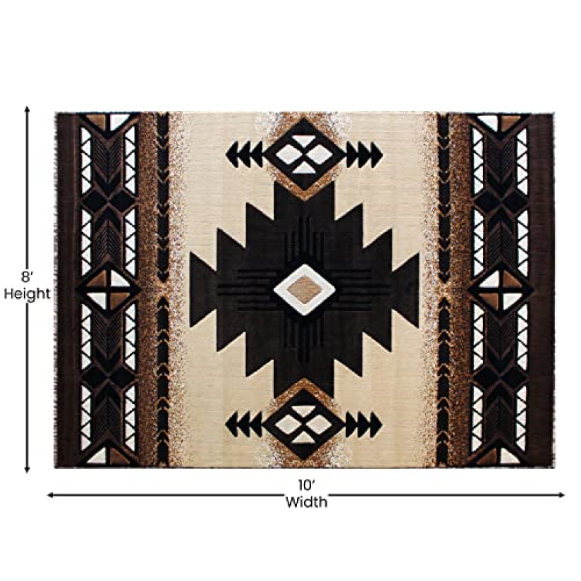 Flash Furniture Mohave Rectangular Southwestern Black, Beige, Brown Area  Rug, 8' x 10'