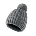 thumbnail image 2 of AJGRHE Knitted Winter Hat With Pom For Mens Womens Warm Baseball Caps Grey One Size, 2 of 2