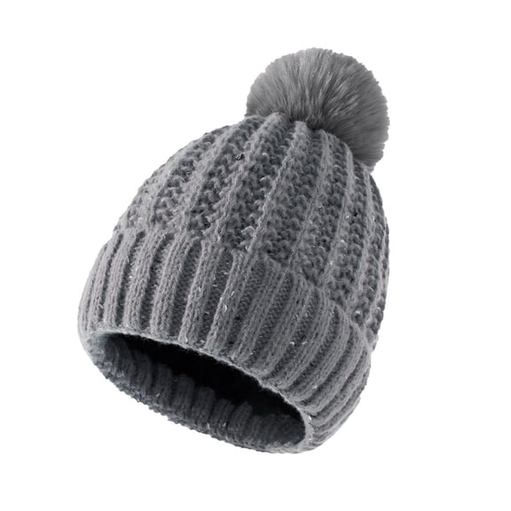 Dyfzdhu Women Mens Winter Knitted Beanie Hat With Faux Pom Warm Knit Cap Hats For Gray